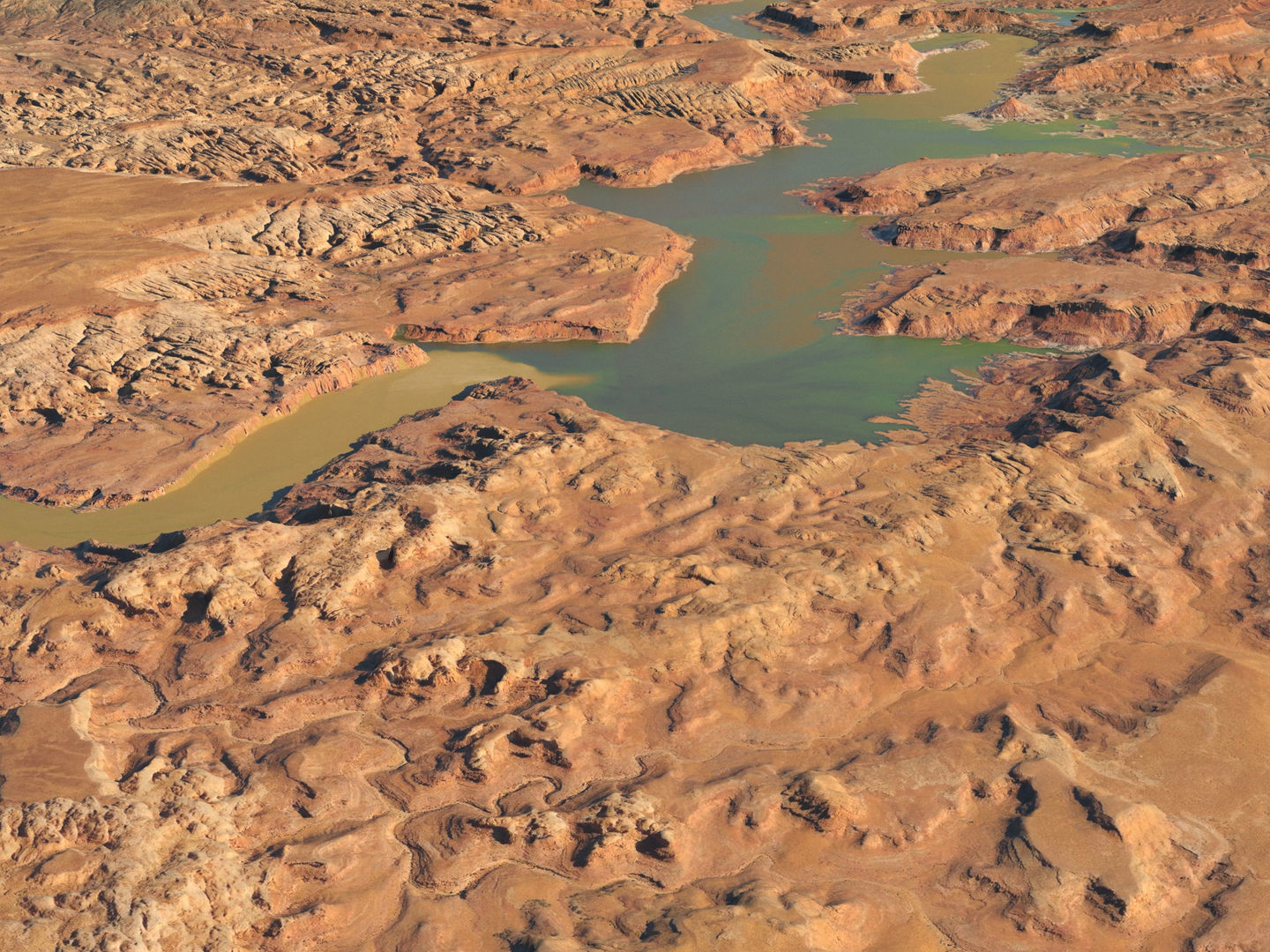 Desert Valley River Canyon 3D model_2