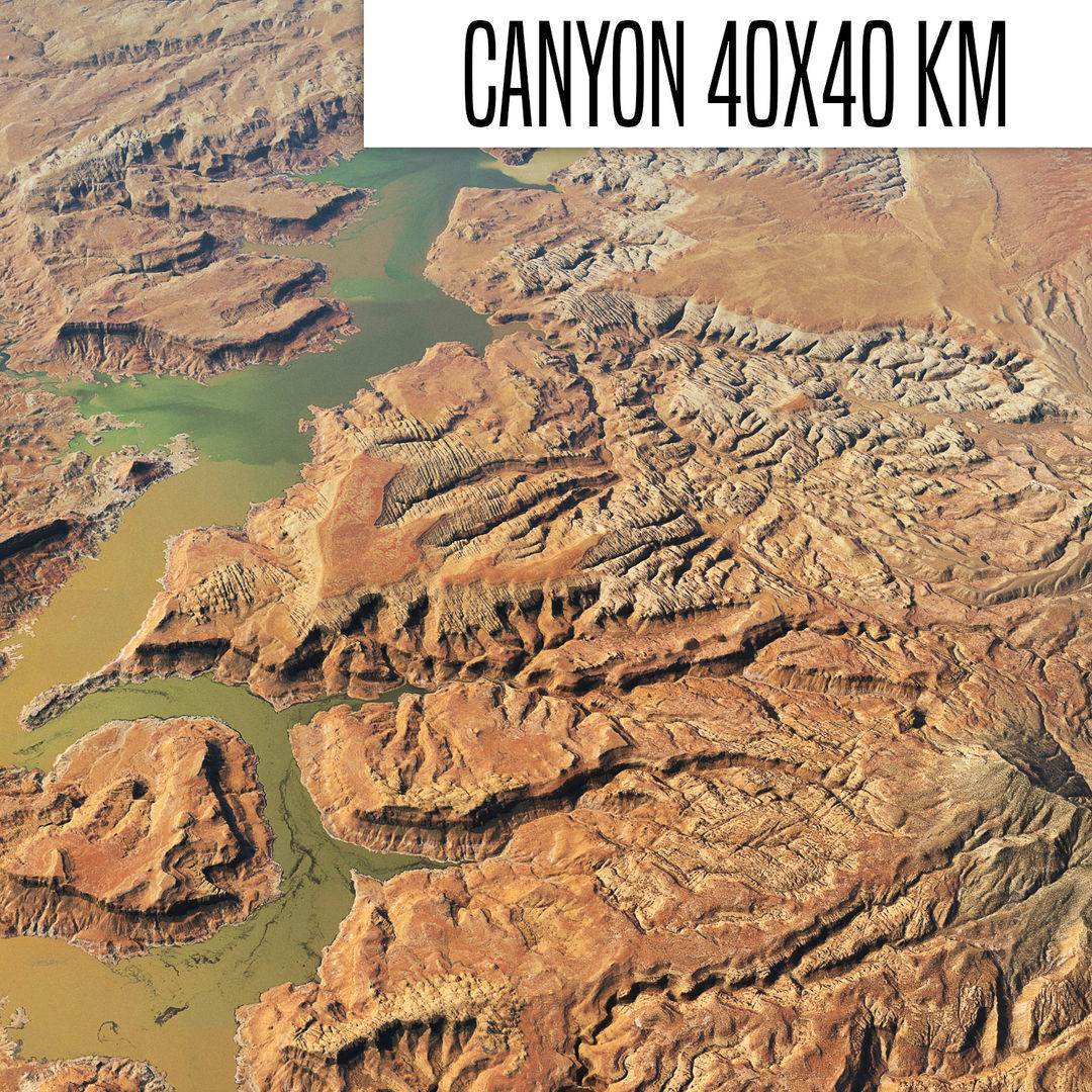Desert Valley River Canyon 3D model_6