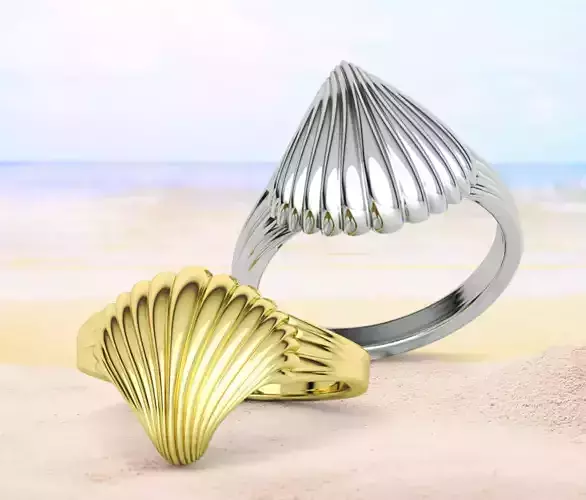 Shell Ring Nautical Jewelry At the Sea Jewelry Ring 3D print model