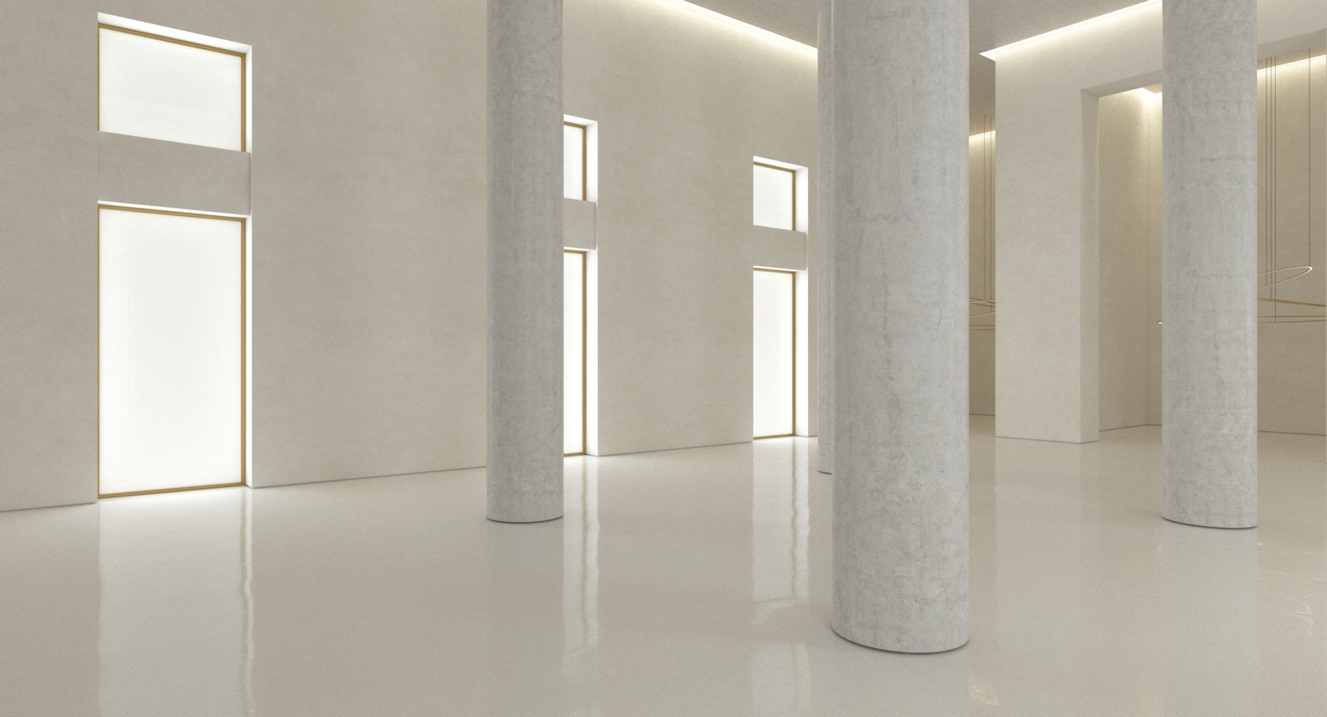 Luxury Building Entrance Lobby 3D model_3