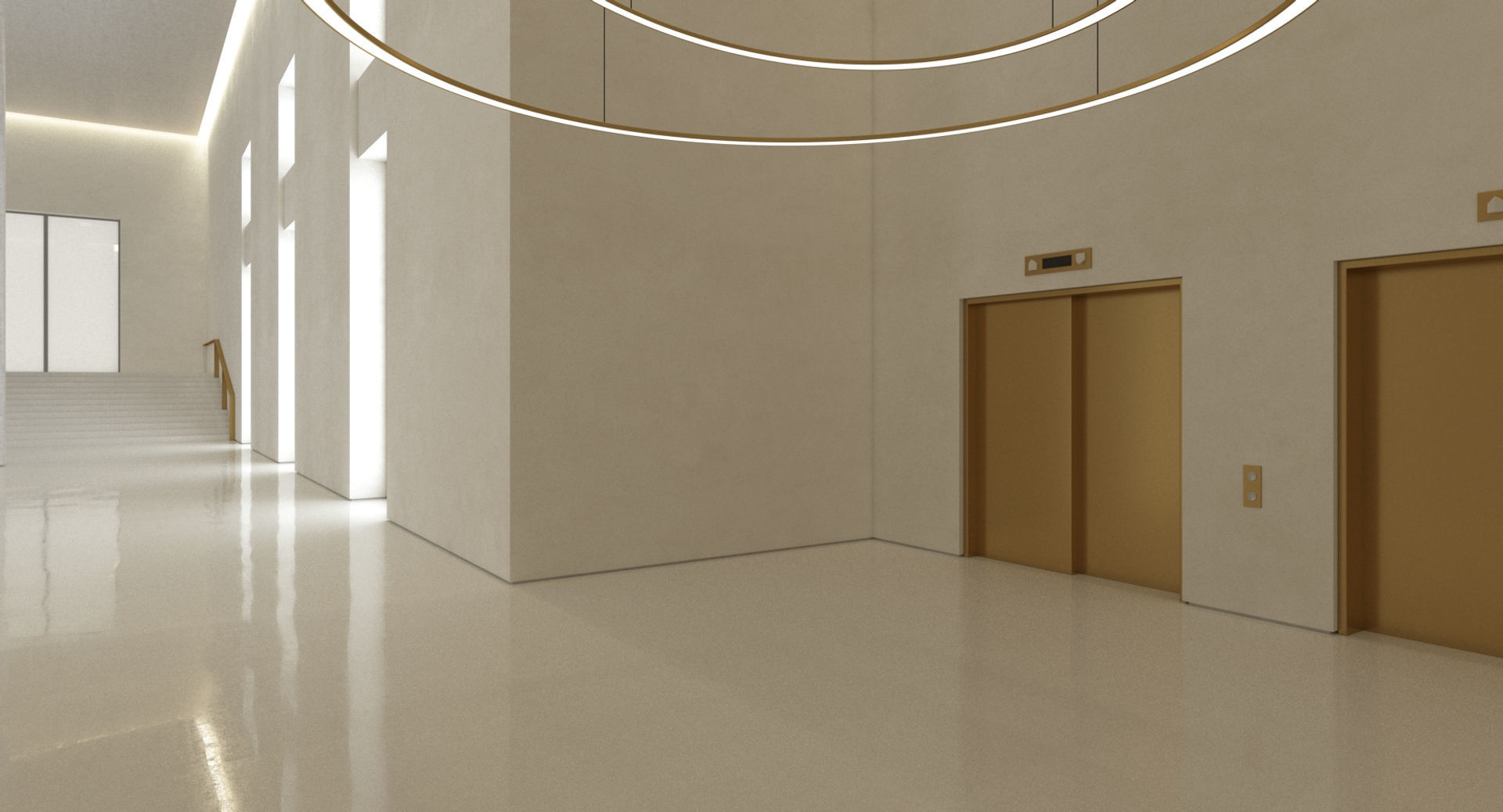 Luxury Building Entrance Lobby 3D model_4