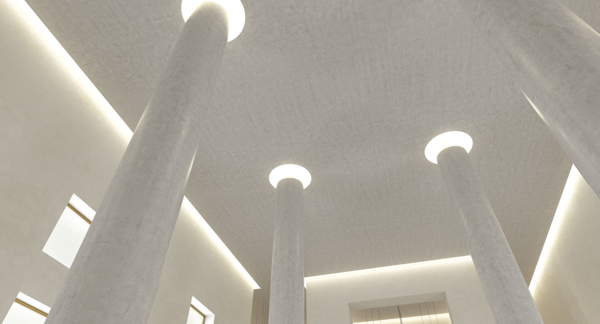 Luxury Building Entrance Lobby 3D model_9