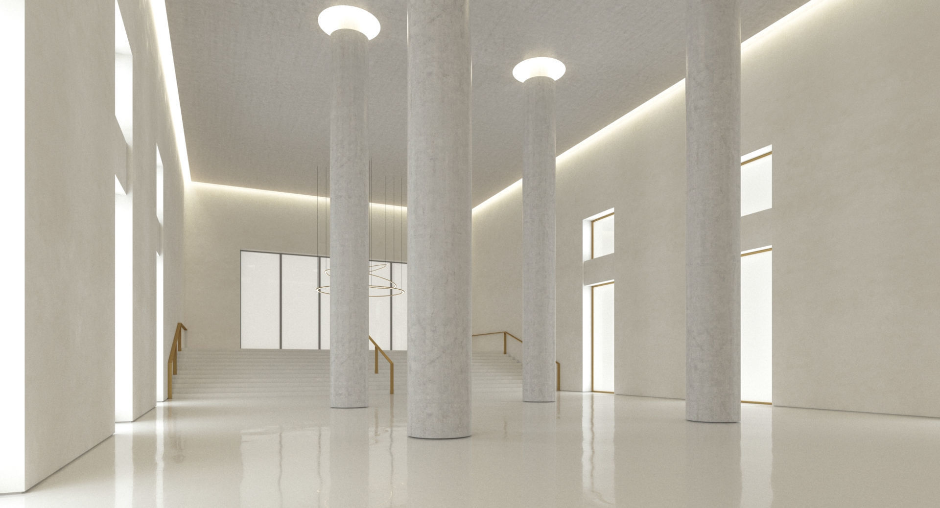 Luxury Building Entrance Lobby 3D model_1