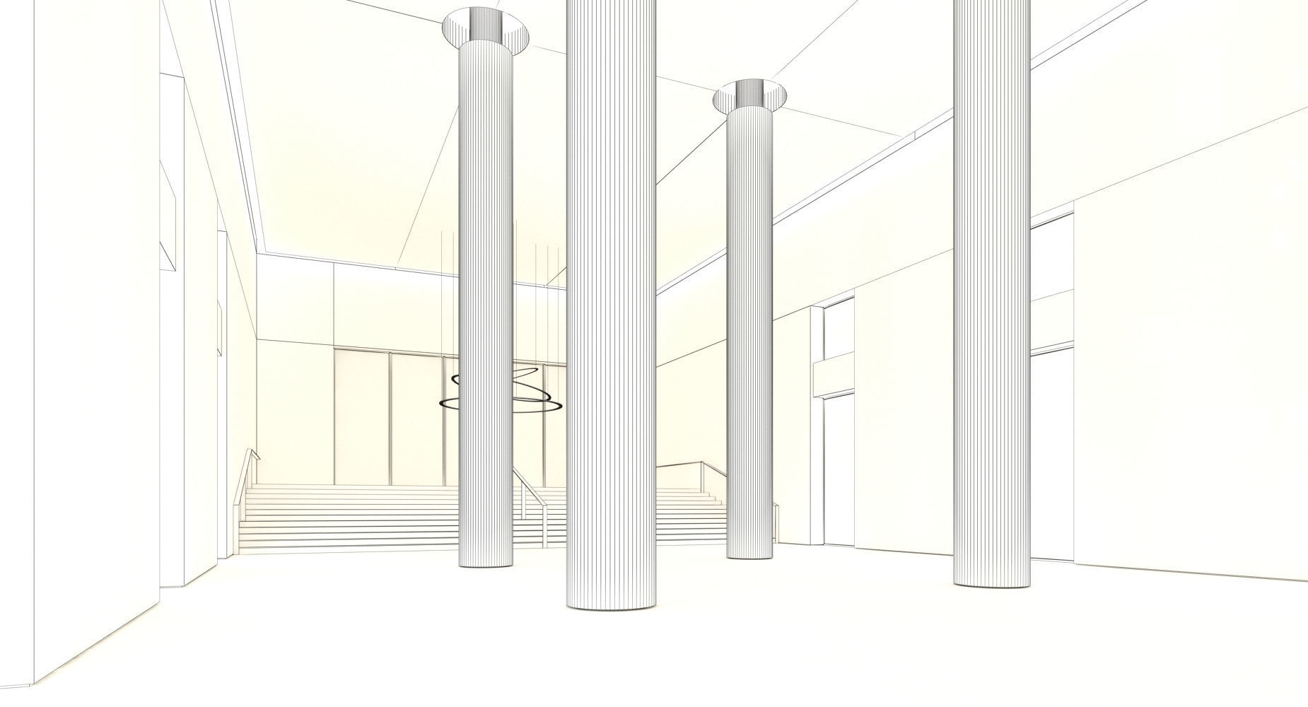 Luxury Building Entrance Lobby 3D model_13