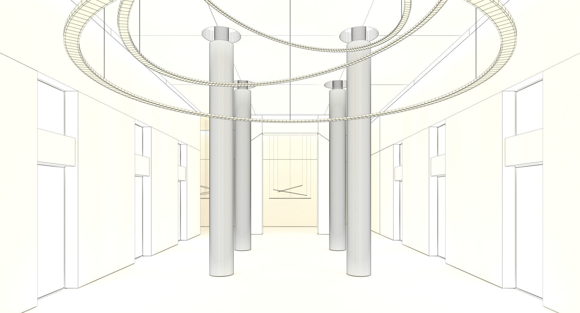 Luxury Building Entrance Lobby 3D model_11