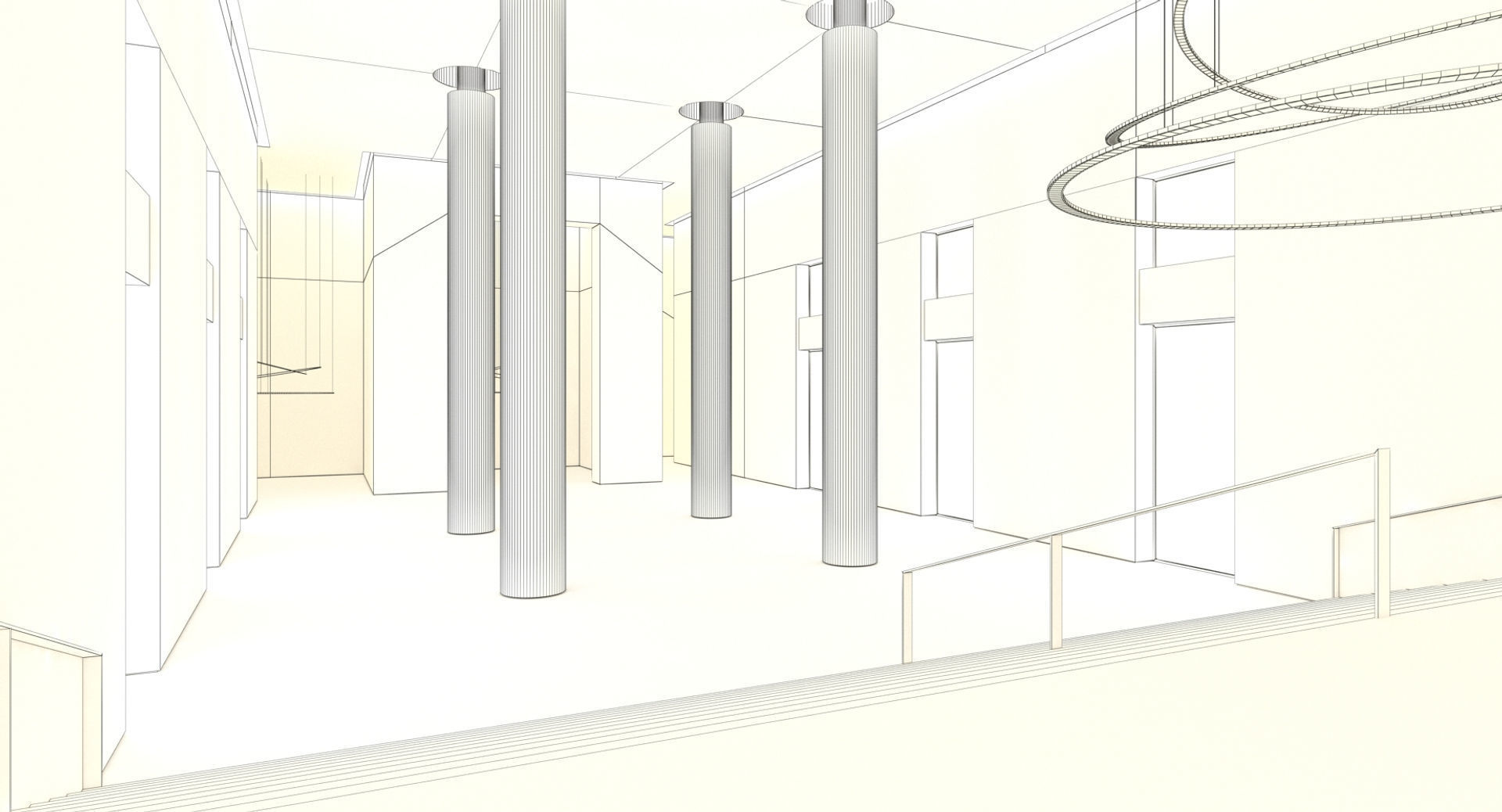 Luxury Building Entrance Lobby 3D model_12