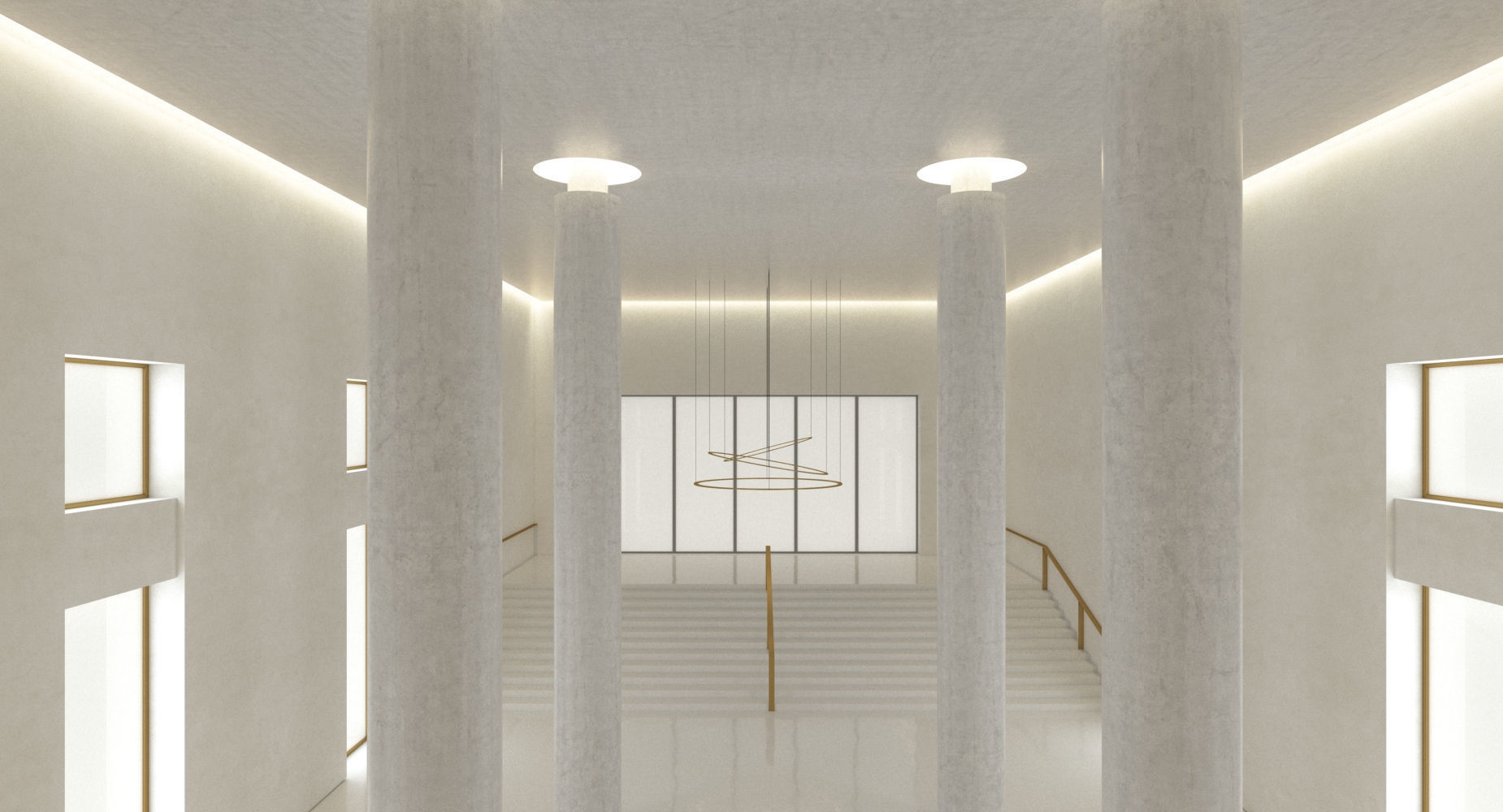 Luxury Building Entrance Lobby 3D model_5