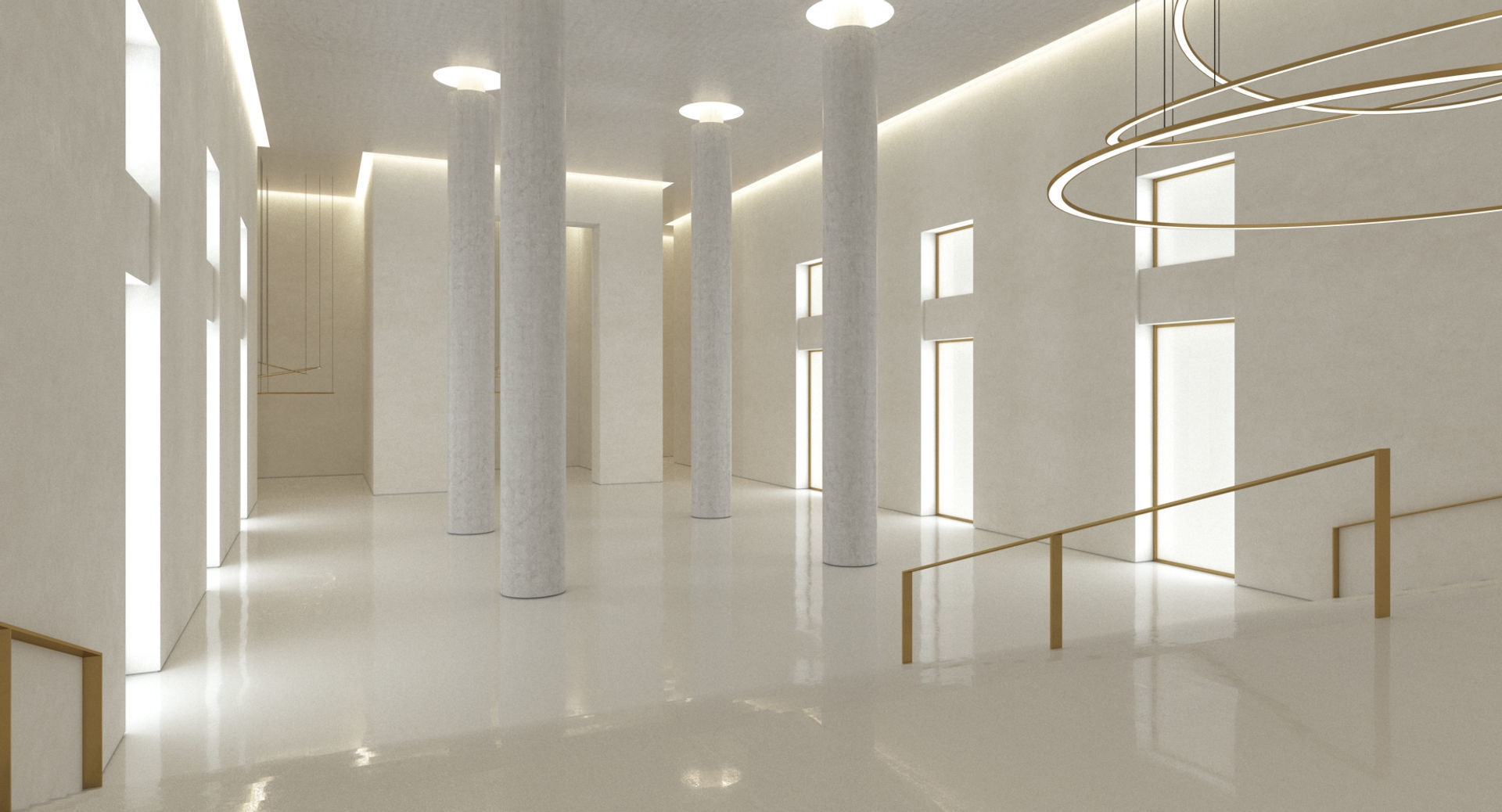 Luxury Building Entrance Lobby 3D model_2