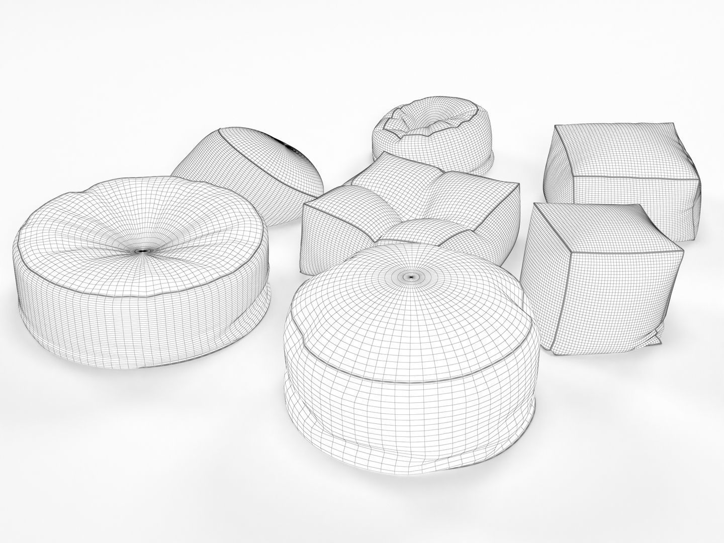 Bean Bag Chairs 3D model_12