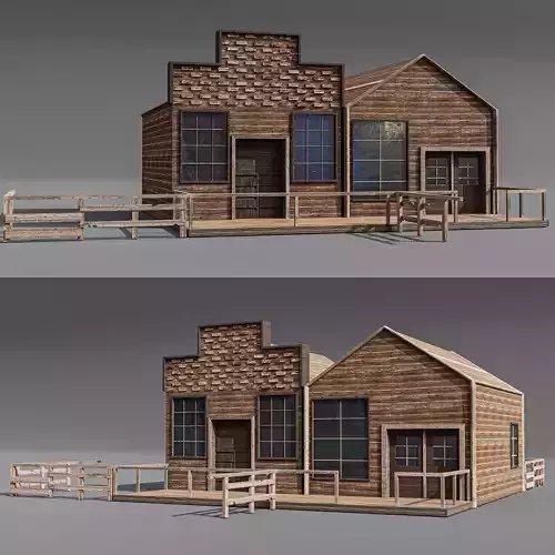 Western station Low-poly 3D model