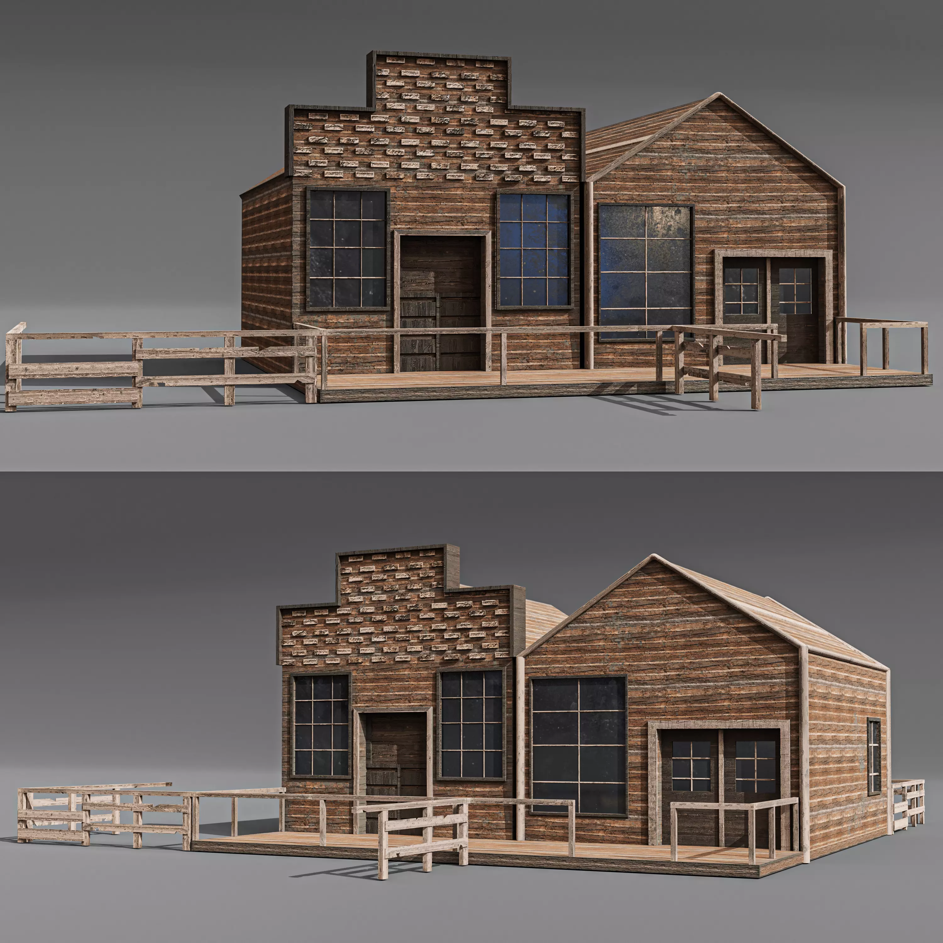 Western station Low-poly 3D model_0