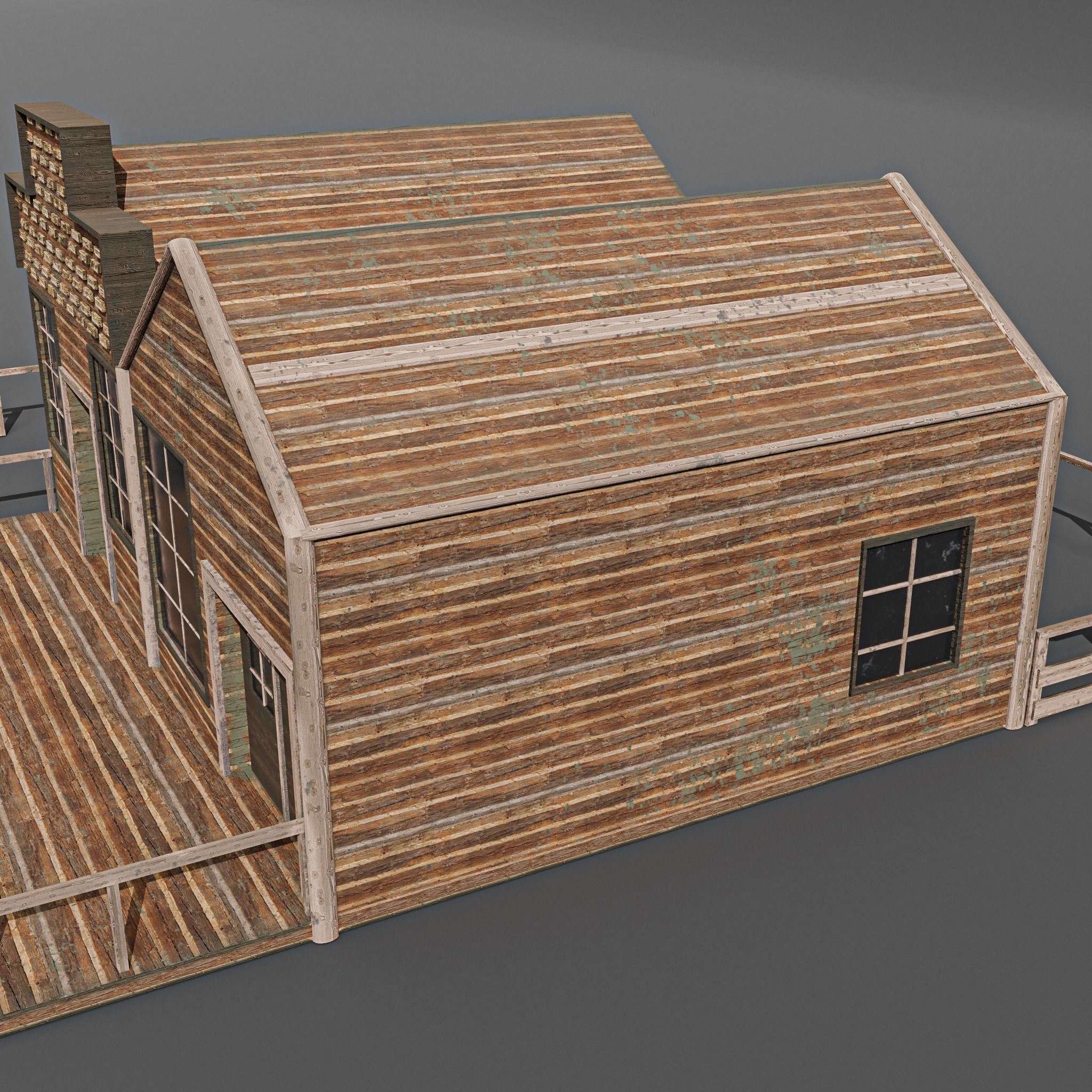 Western station Low-poly 3D model_7