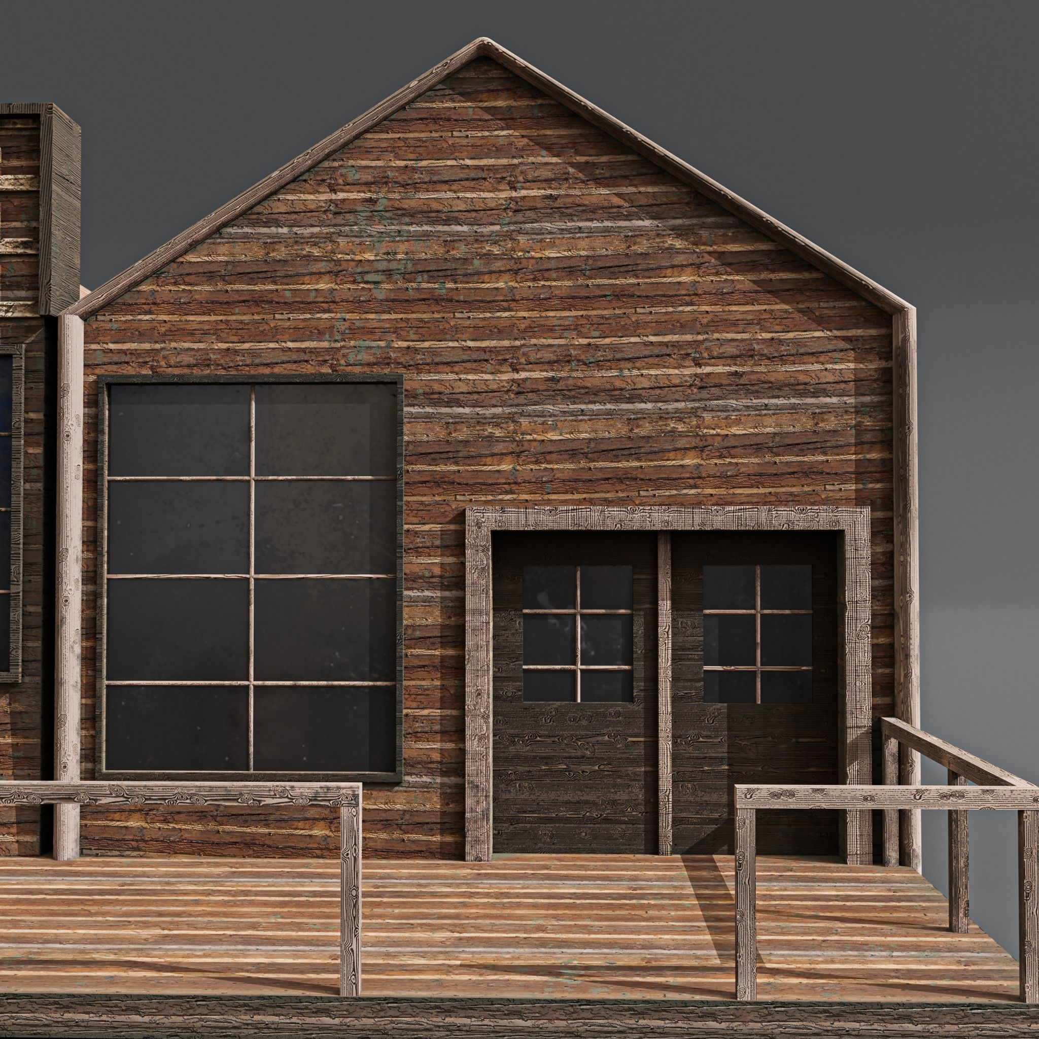 Western station Low-poly 3D model_5