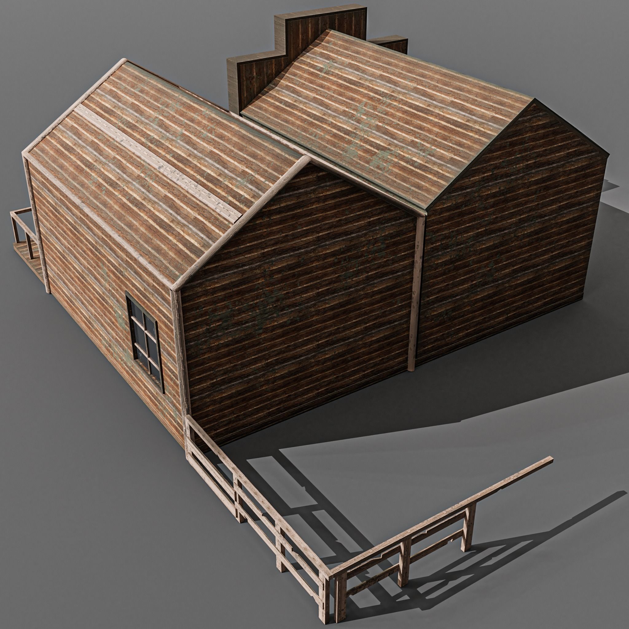 Western station Low-poly 3D model_9