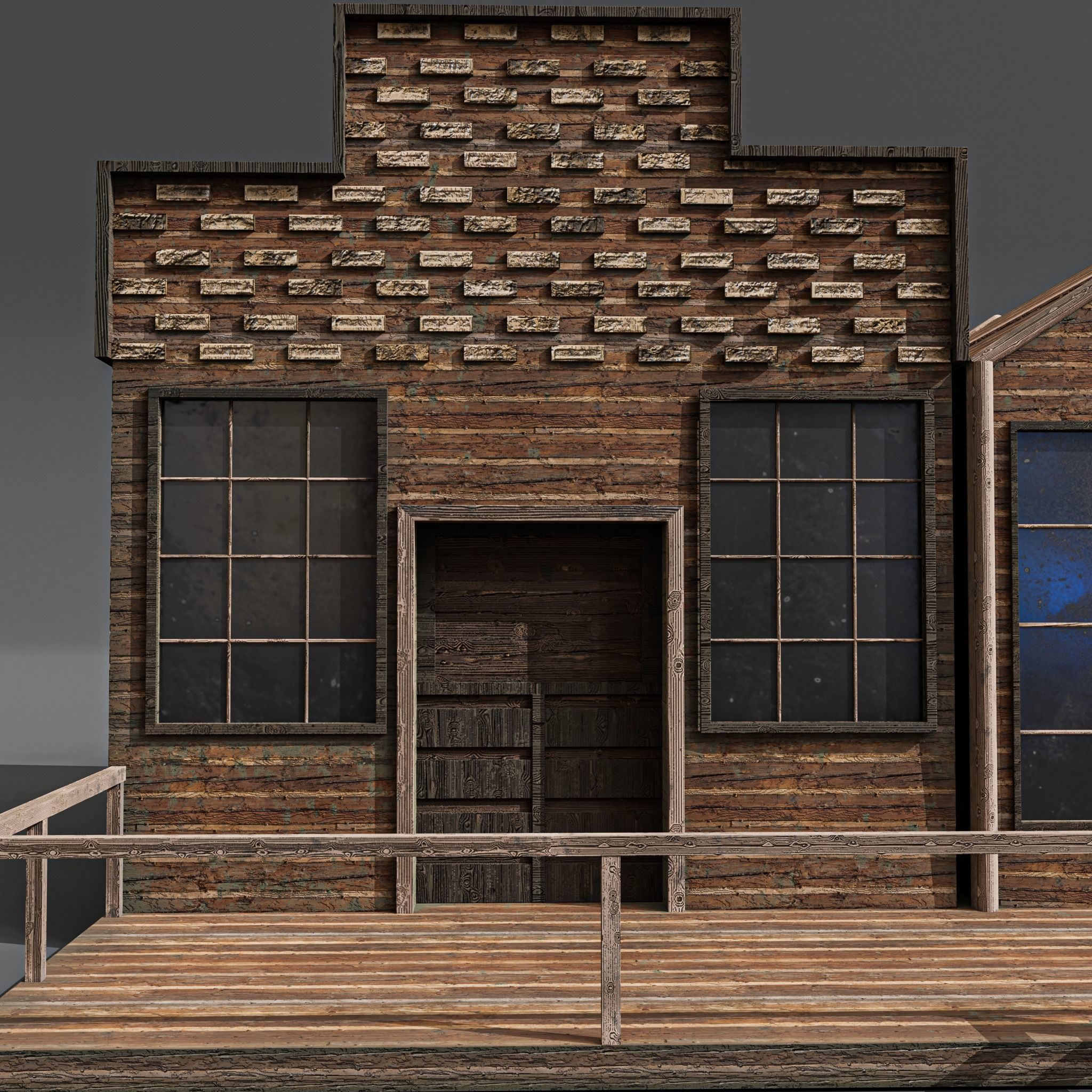 Western station Low-poly 3D model_6