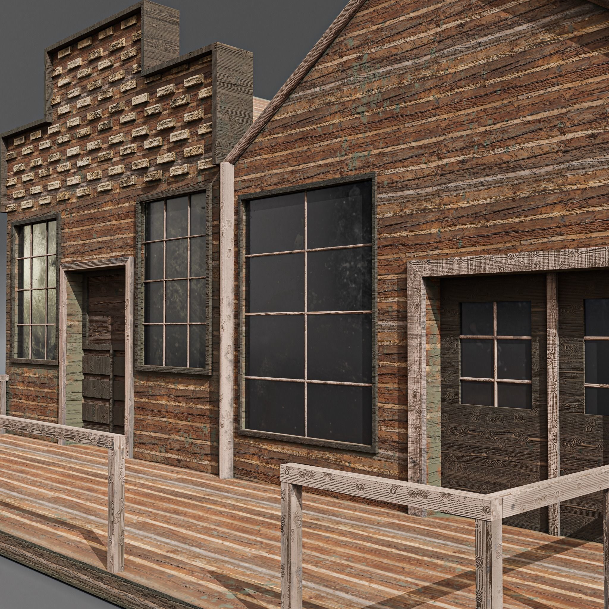 Western station Low-poly 3D model_2