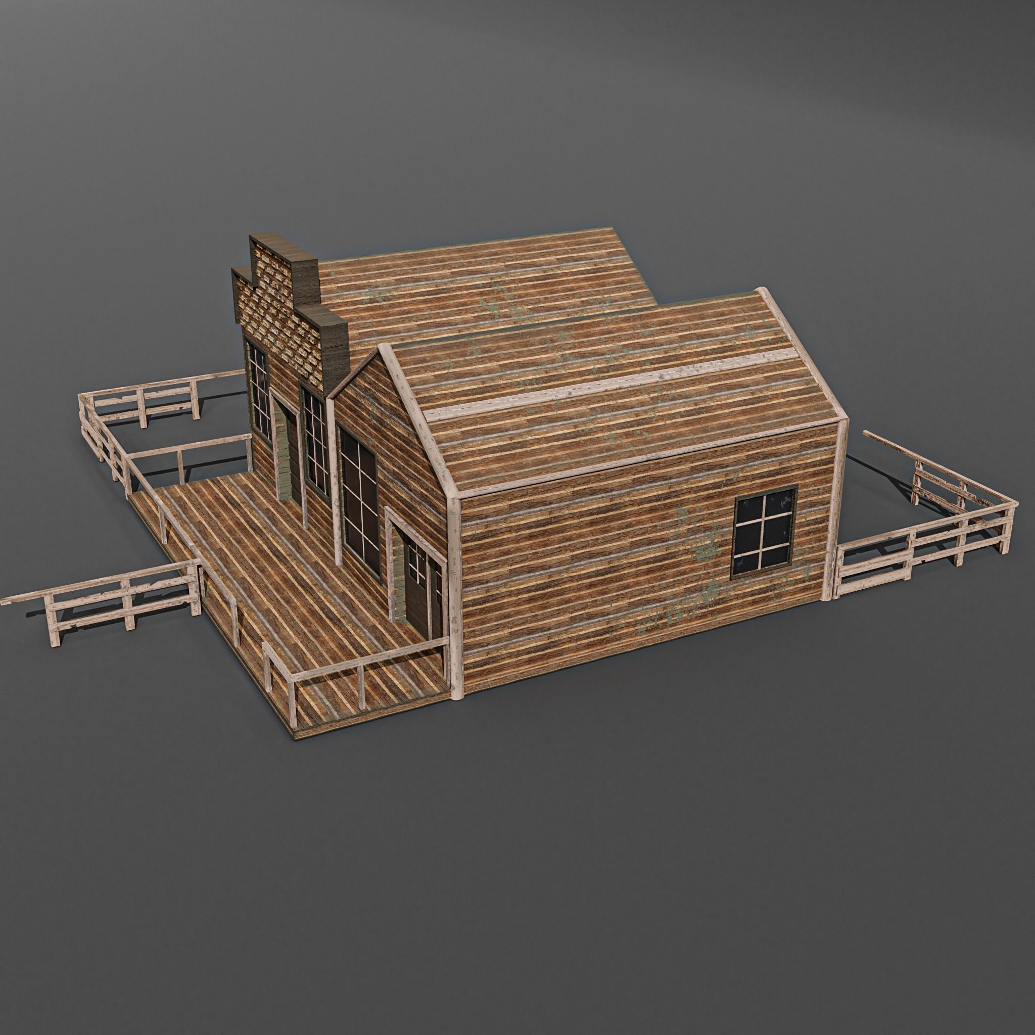 Western station Low-poly 3D model_8