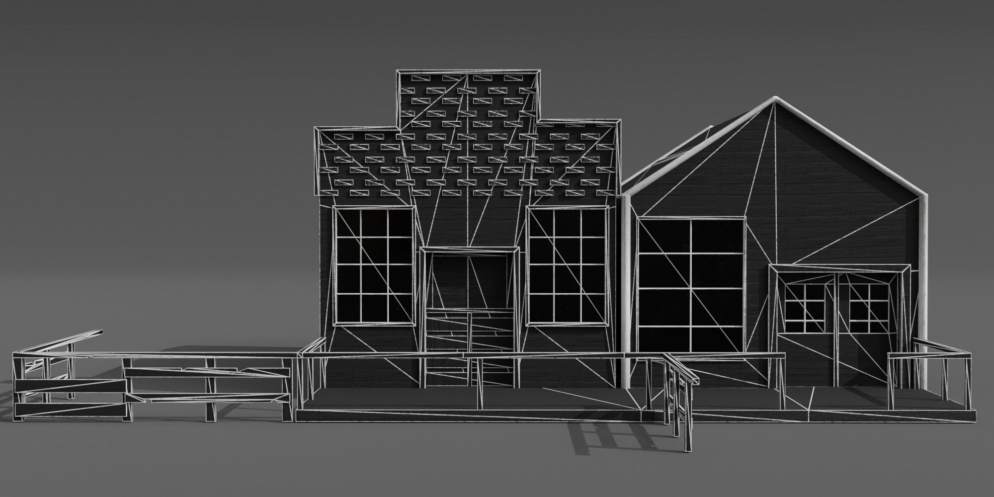 Western station Low-poly 3D model_11