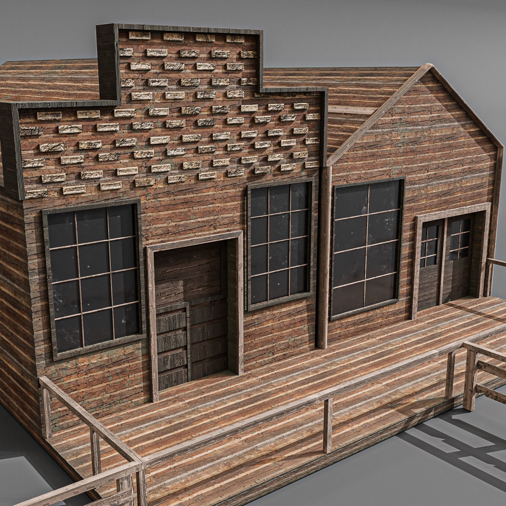 Western station Low-poly 3D model_3