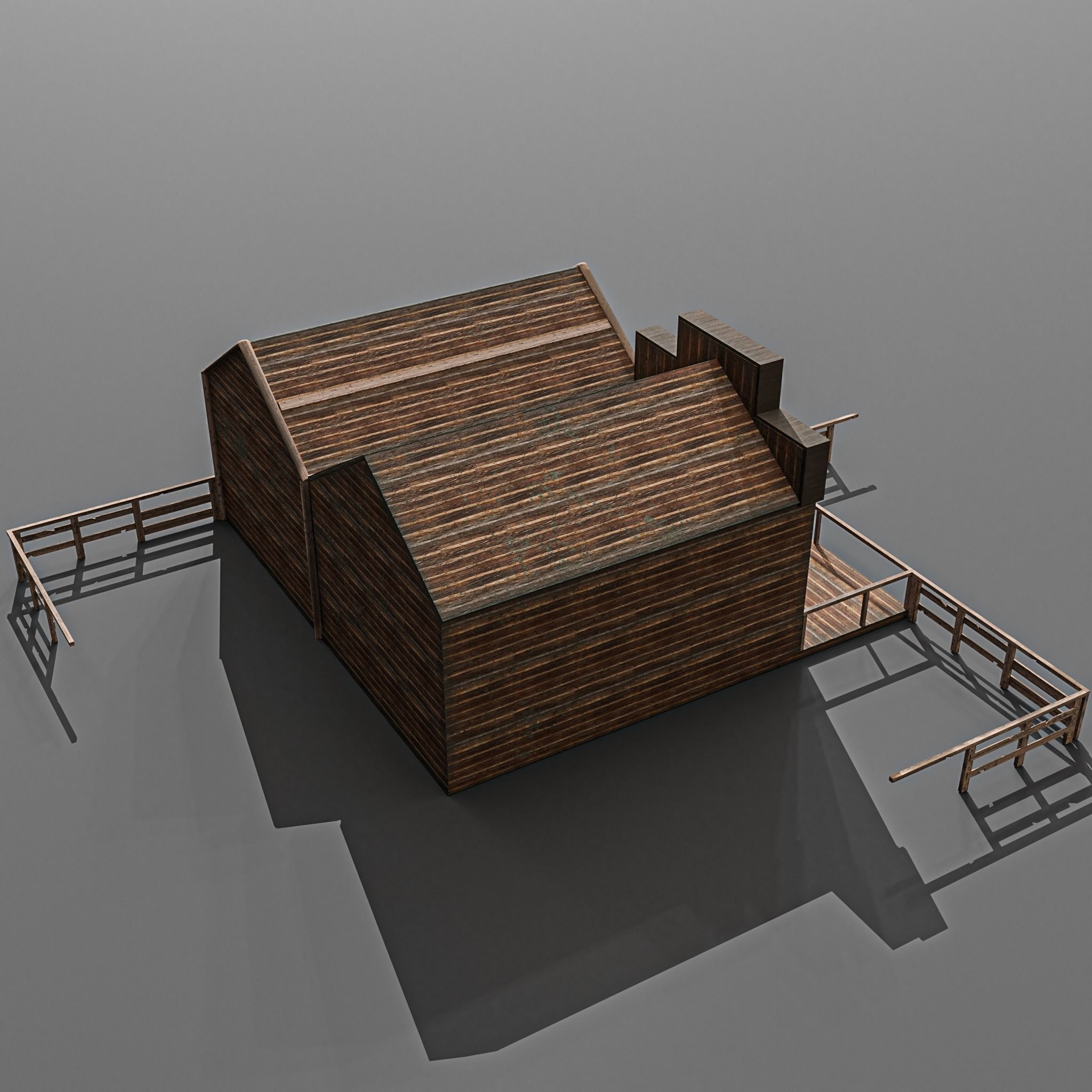 Western station Low-poly 3D model_10