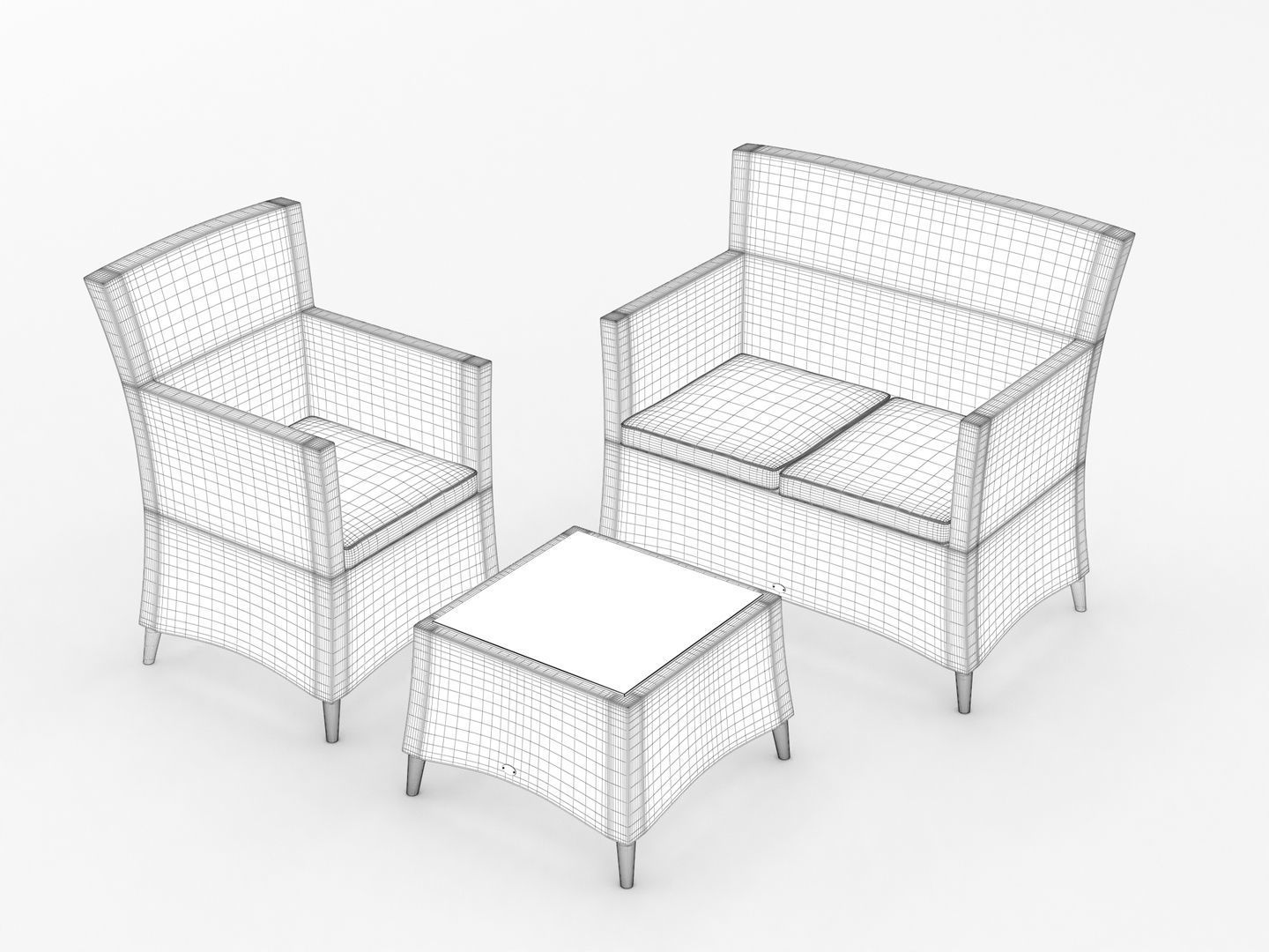 Garden Furniture Set 003 3D model_9