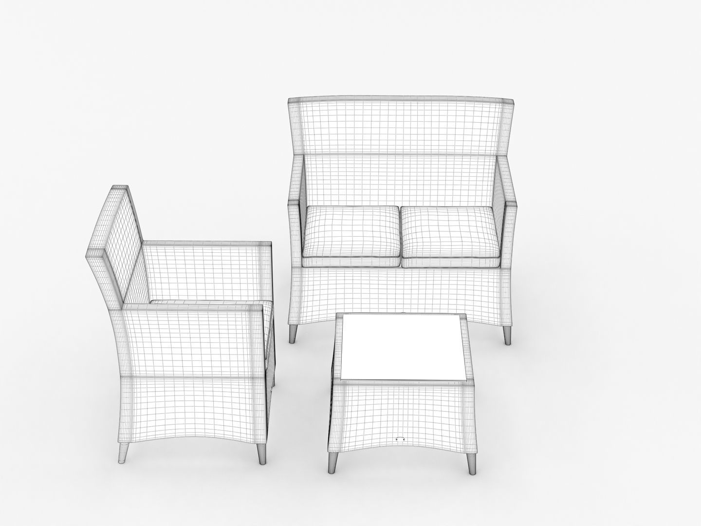Garden Furniture Set 003 3D model_10