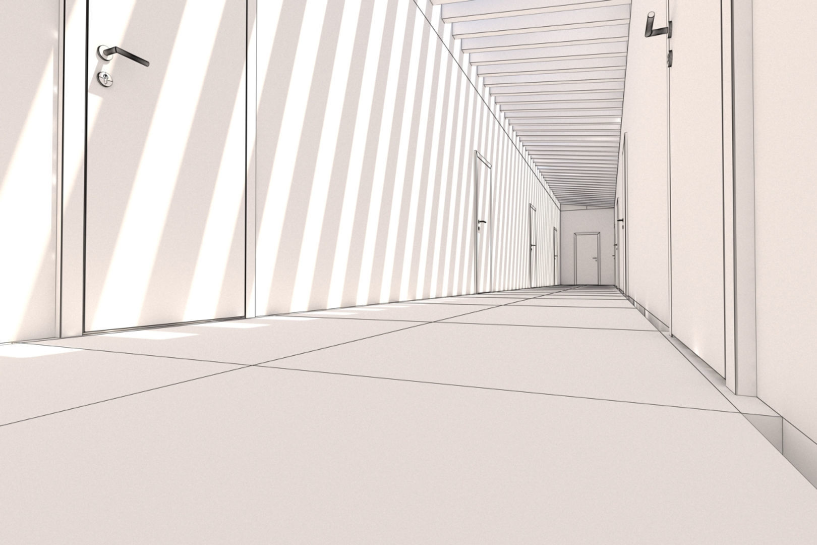 Minimalist Hallway 02 3D model_5