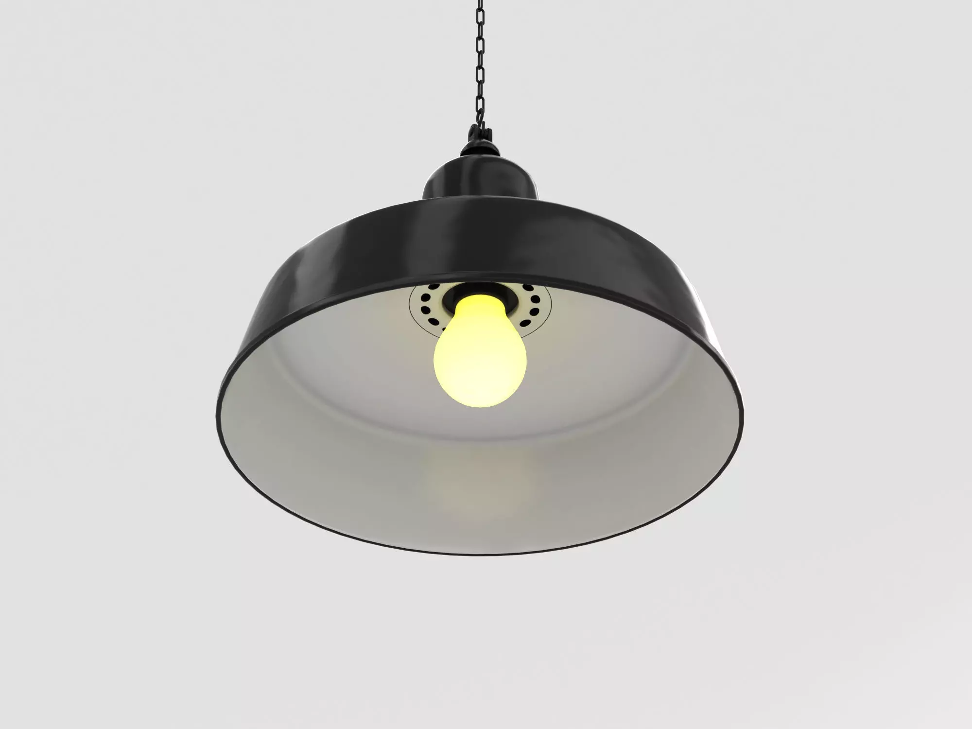 Industrial Black Hanging Chain Light 3D model_0