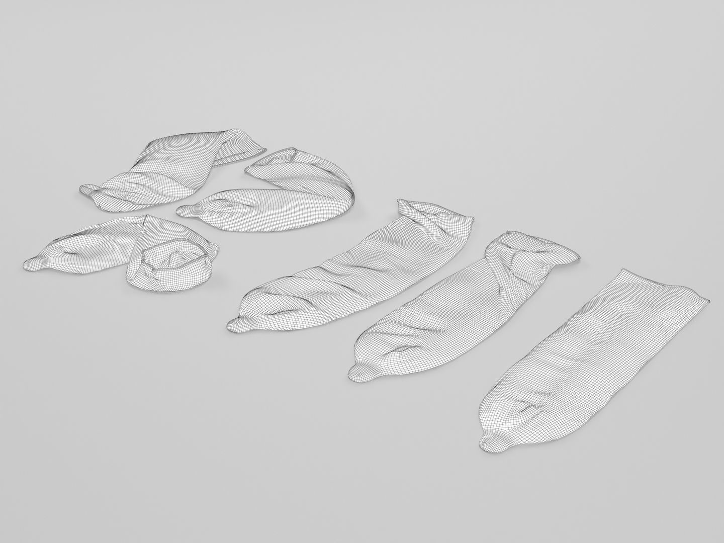 Condoms group of different colored plastic wraps 3D model_13