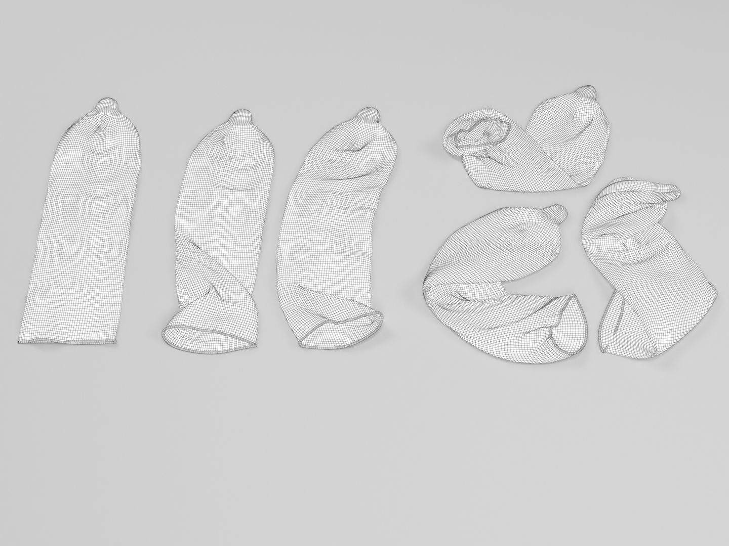 Condoms group of different colored plastic wraps 3D model_11