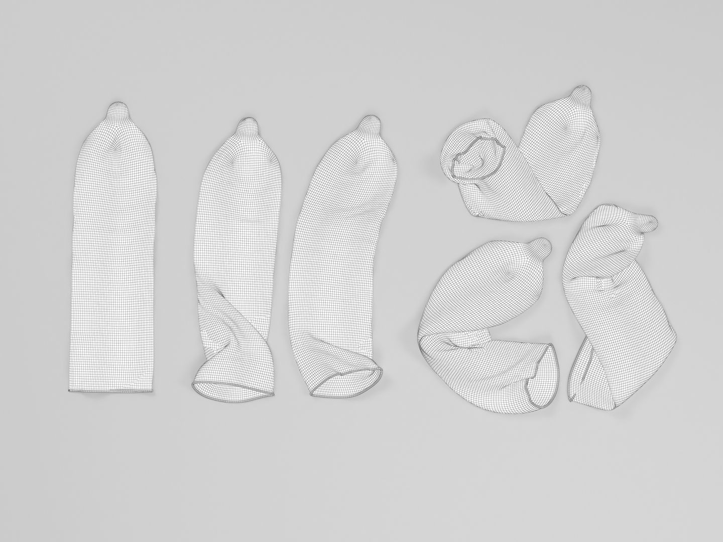 Condoms group of different colored plastic wraps 3D model_18