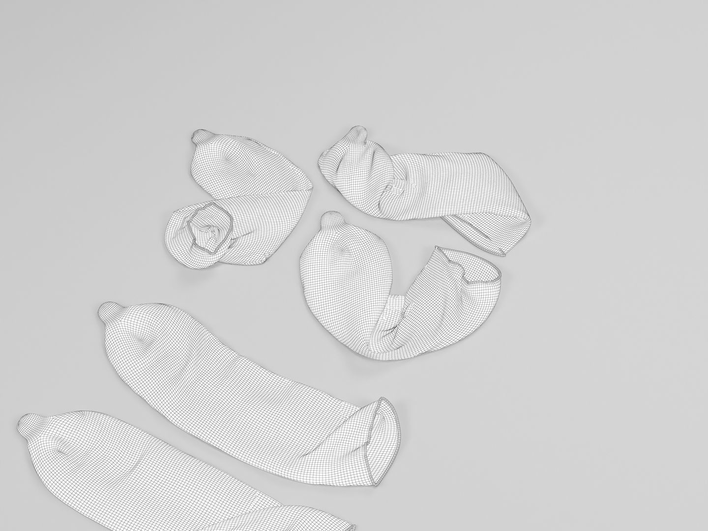 Condoms group of different colored plastic wraps 3D model_17