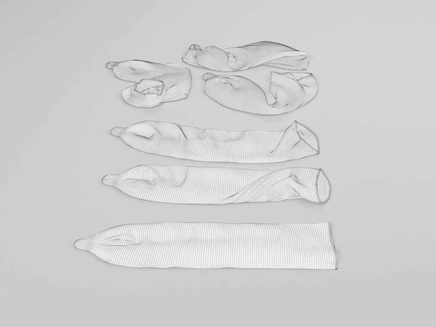 Condoms group of different colored plastic wraps 3D model_12