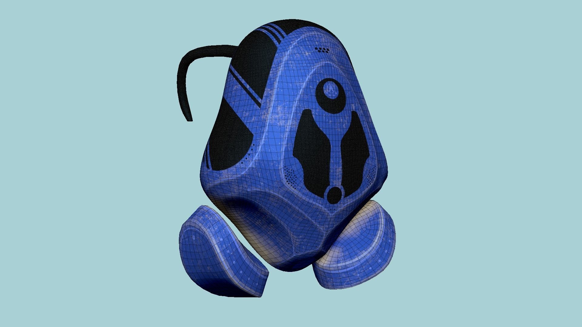 SciFi Backpack H06 Blue Metal - Fashion Character Design Low-poly 3D model_6