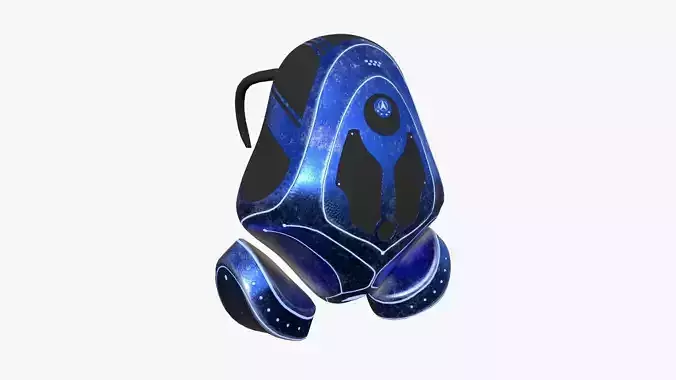 SciFi Backpack H06 Blue Metal - Fashion Character Design Low-poly 3D model