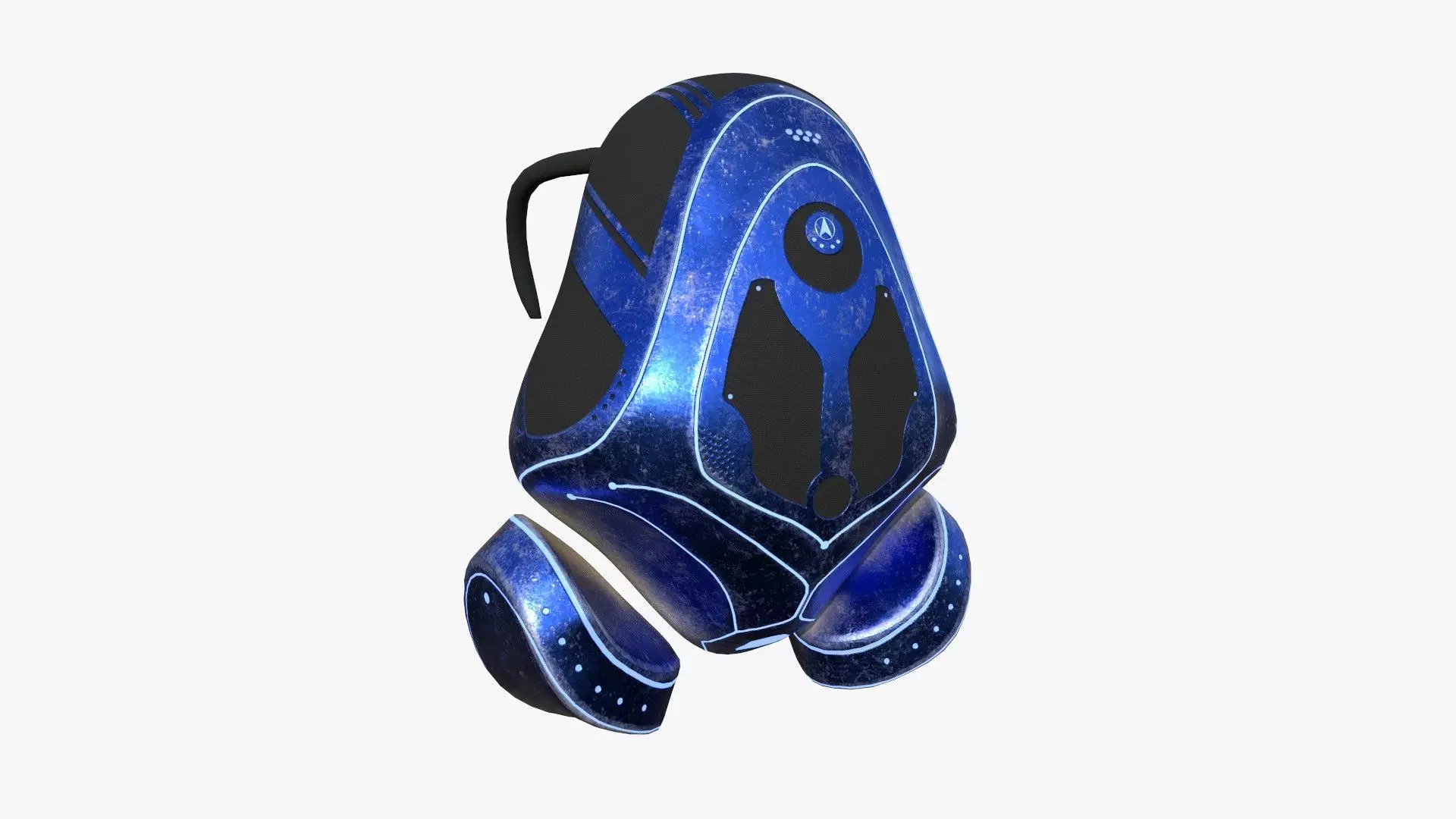 SciFi Backpack H06 Blue Metal - Fashion Character Design Low-poly 3D model_0