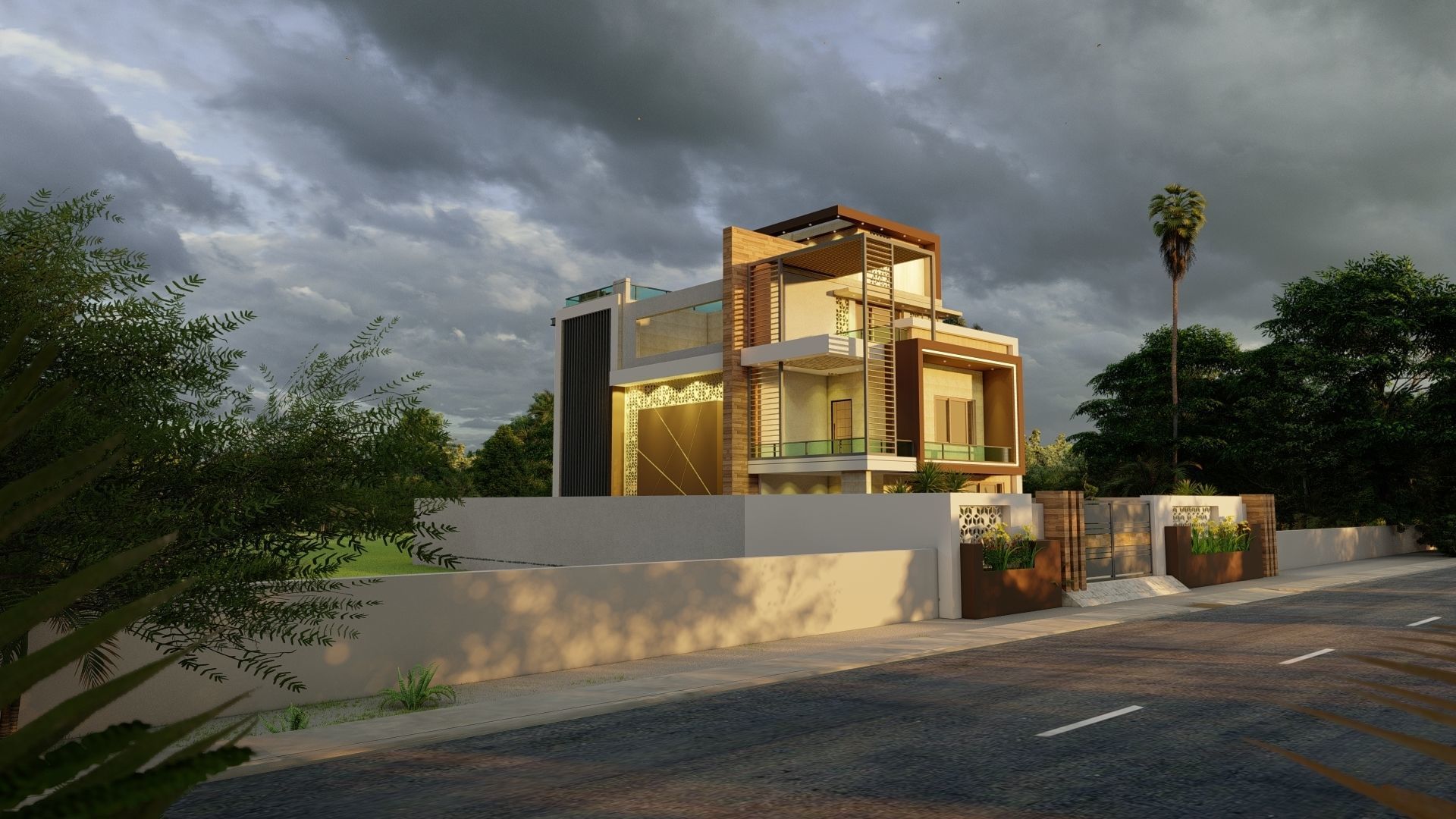 Exterior view of residential compelete file 3D model_3