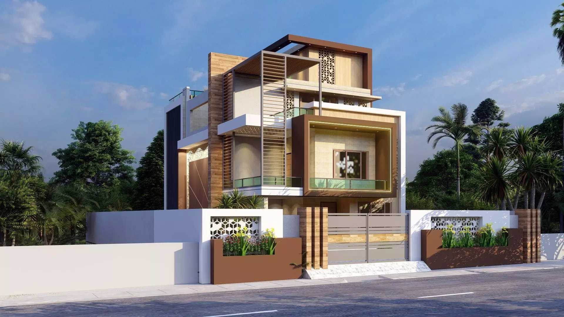 Exterior view of residential compelete file 3D model_0