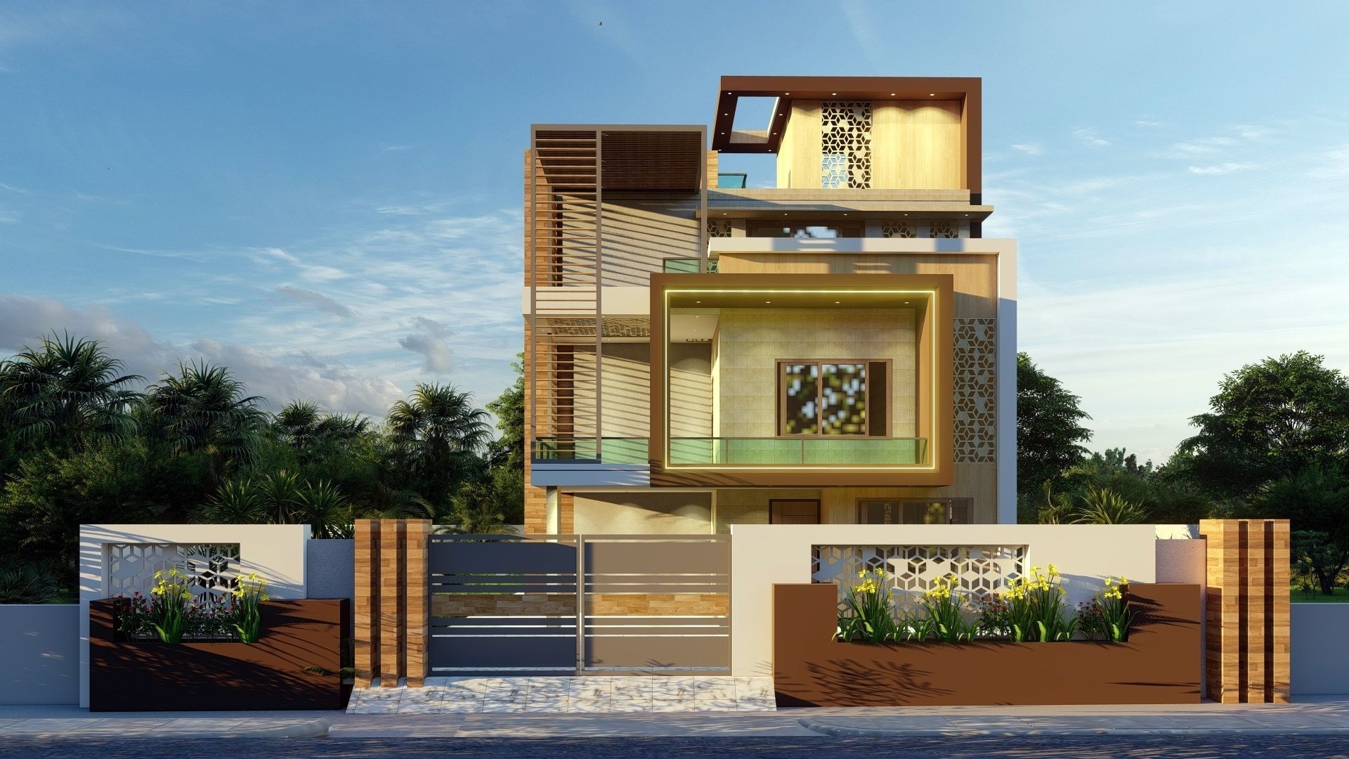 Exterior view of residential compelete file 3D model_4