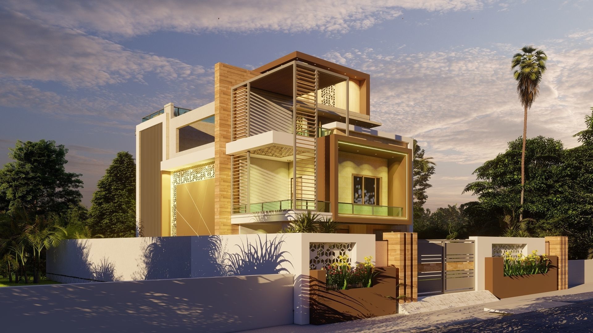 Exterior view of residential compelete file 3D model_1