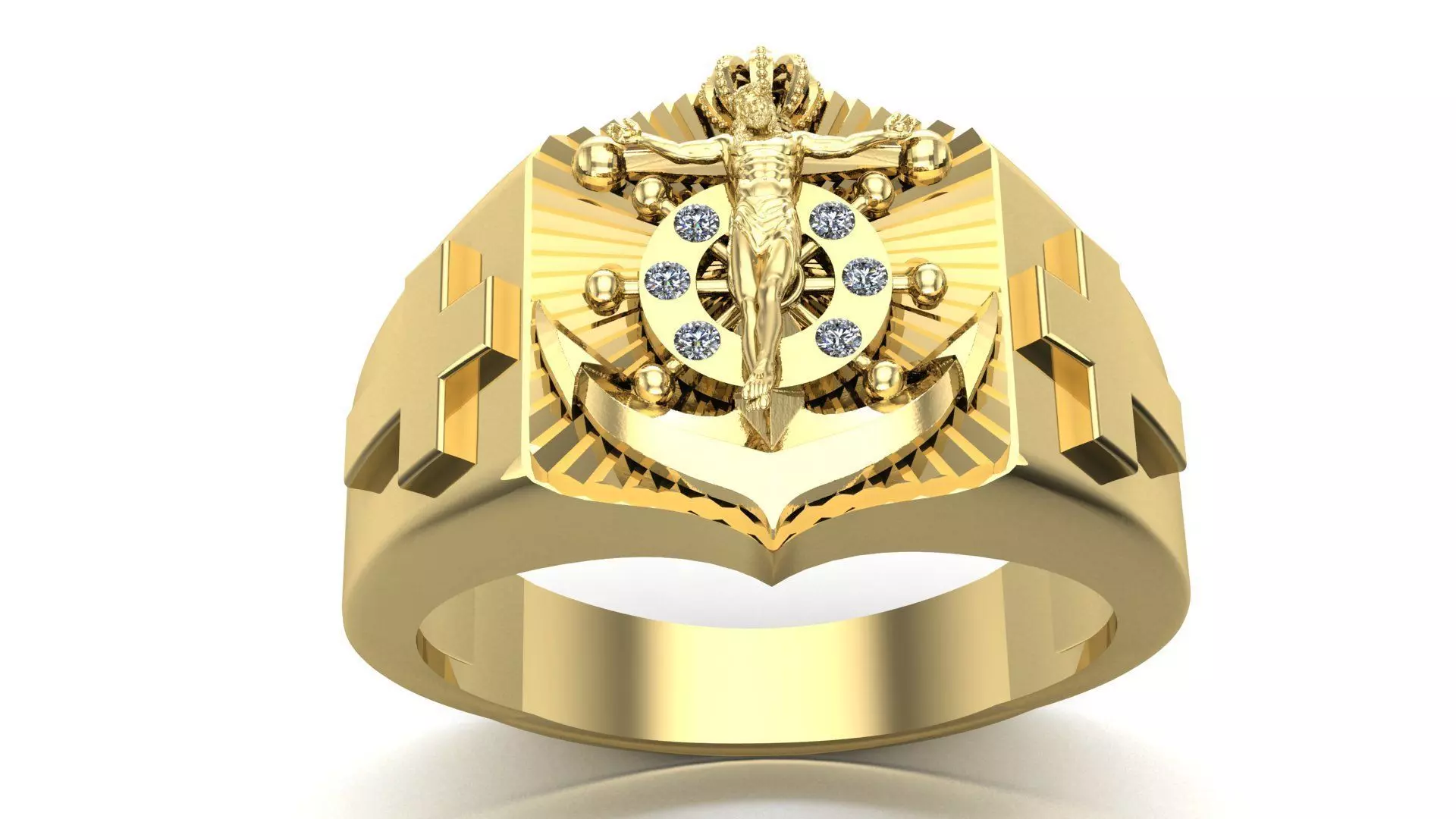 Anchor and Christ Ring 3D Model 3D print model_0
