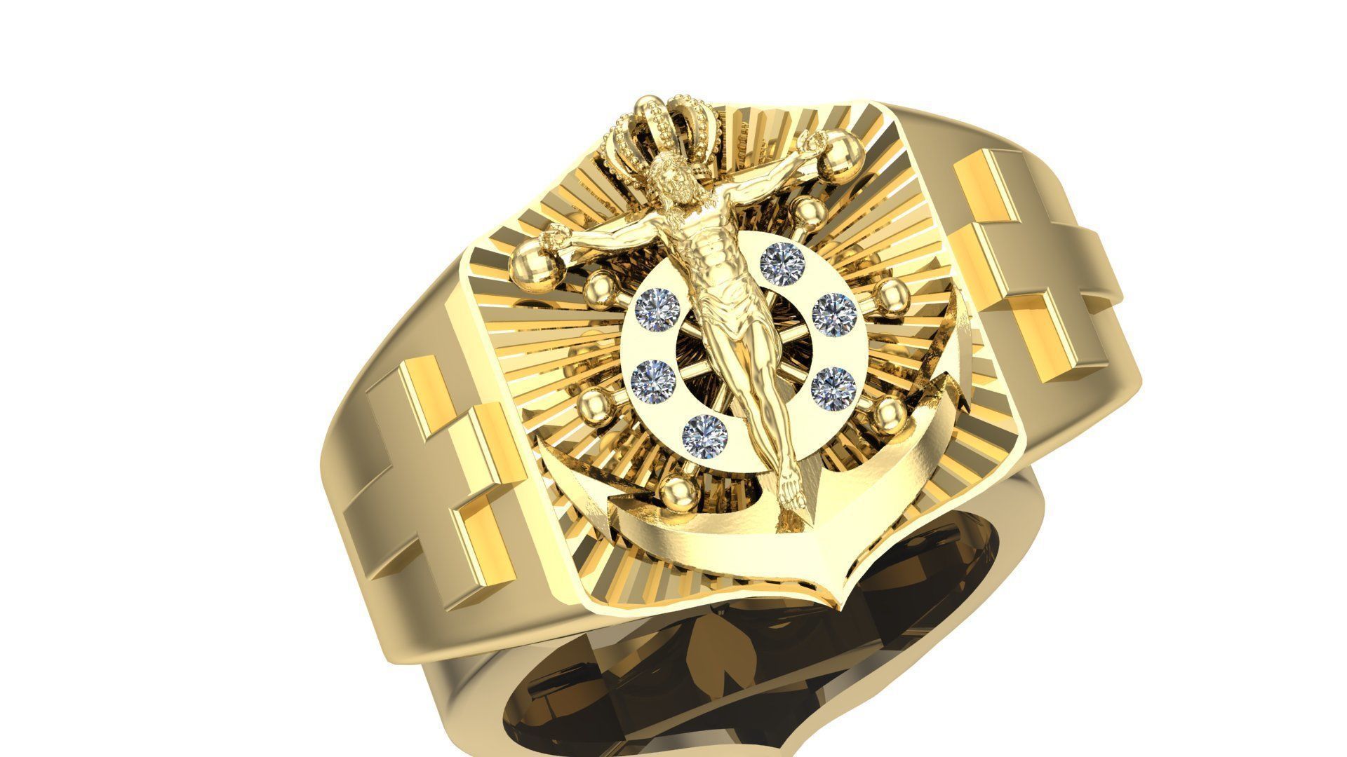 Anchor and Christ Ring 3D Model 3D print model_1