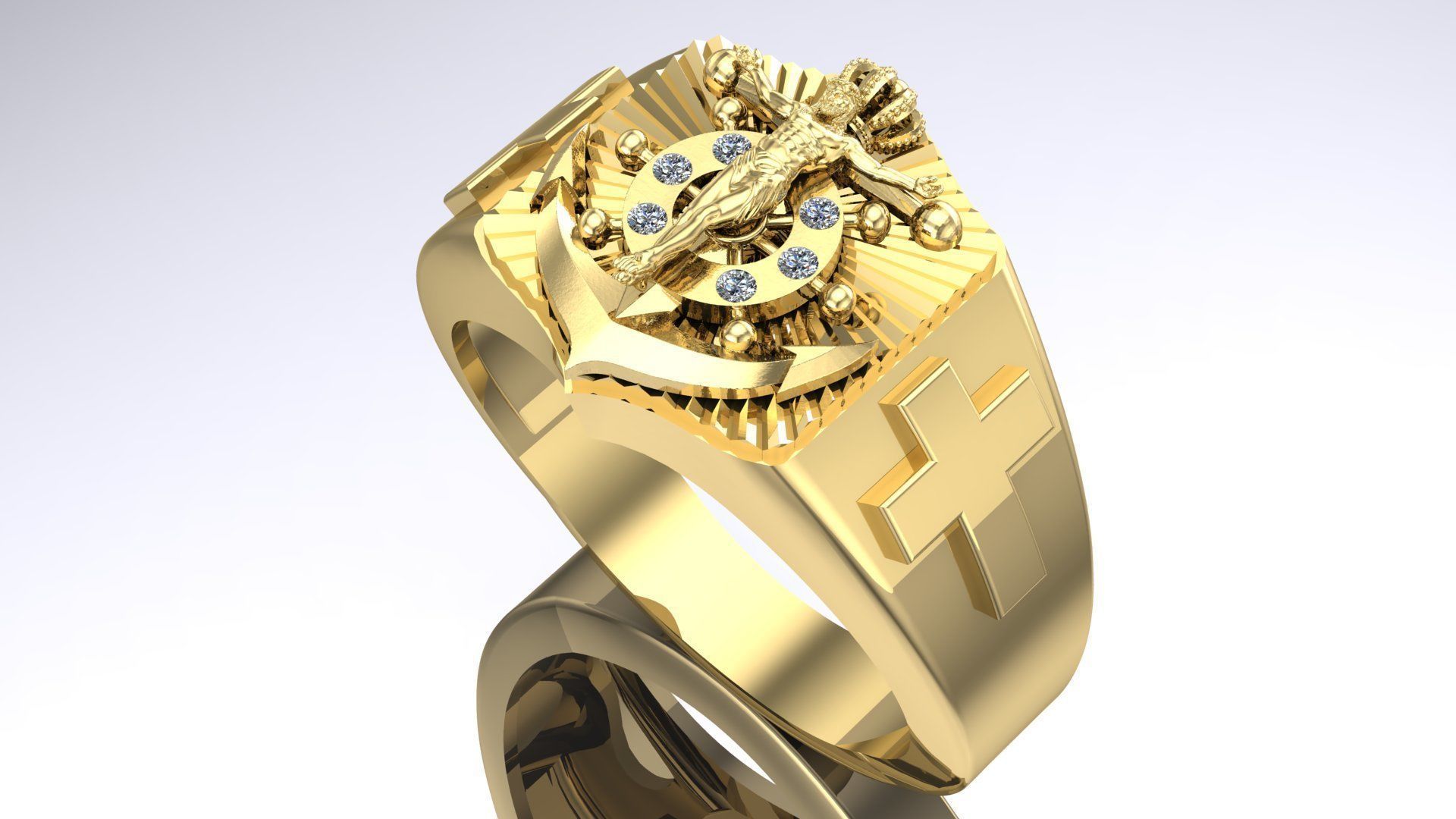 Anchor and Christ Ring 3D Model 3D print model_2