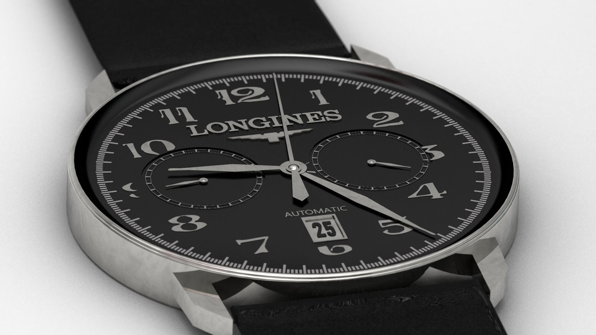 Watch Leather Black 3D model_5