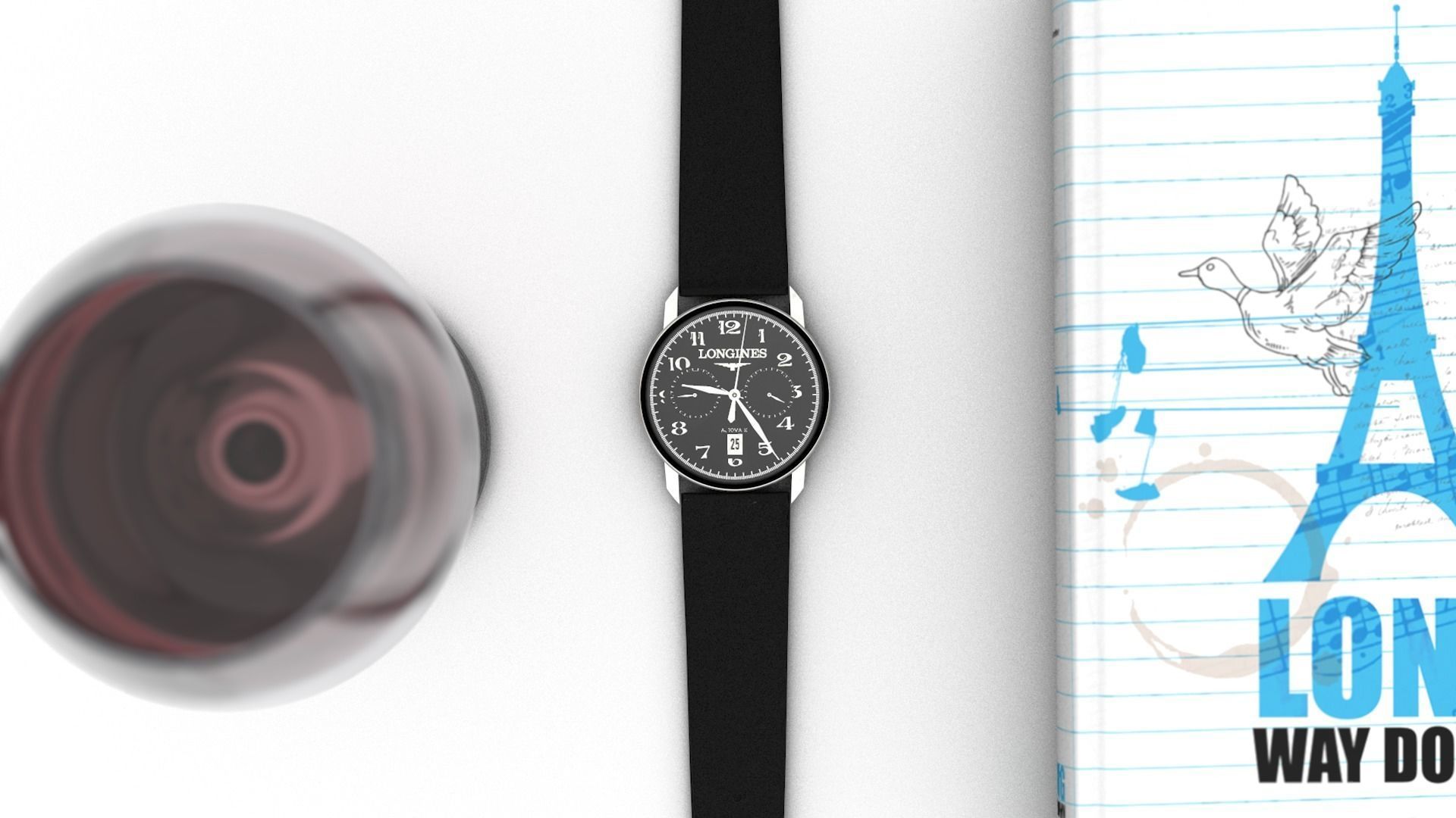 Watch Leather Black 3D model_2