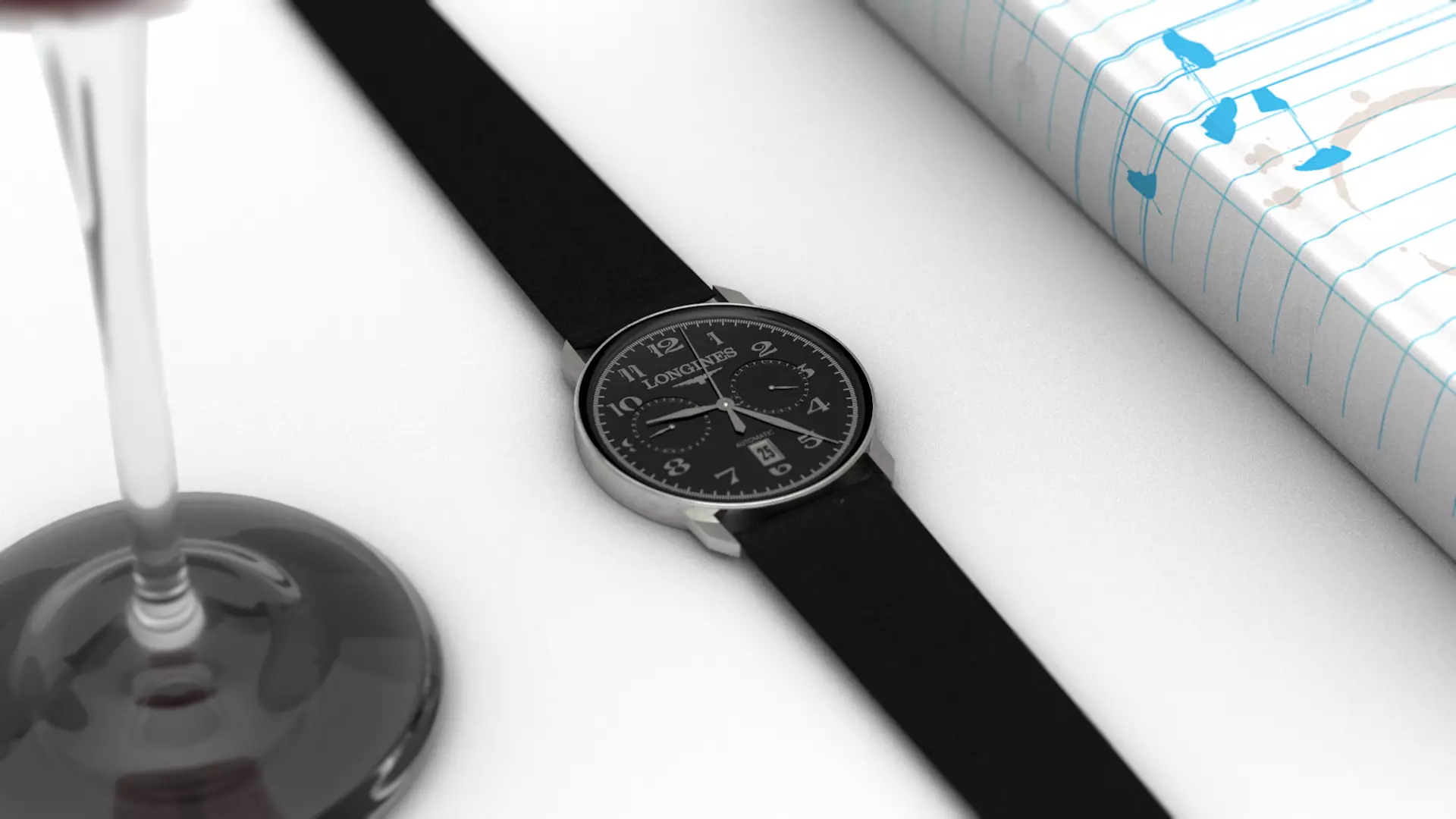 Watch Leather Black 3D model_0