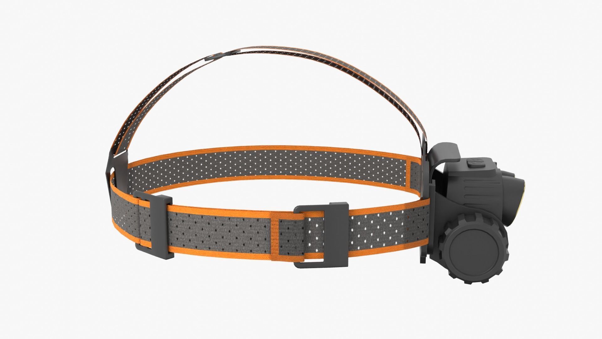 Headlamp with orange strap Low-poly 3D model_9