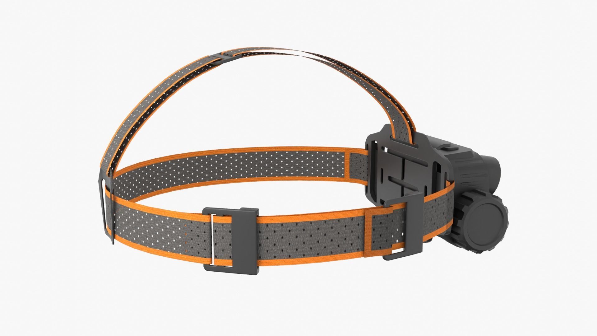 Headlamp with orange strap Low-poly 3D model_8
