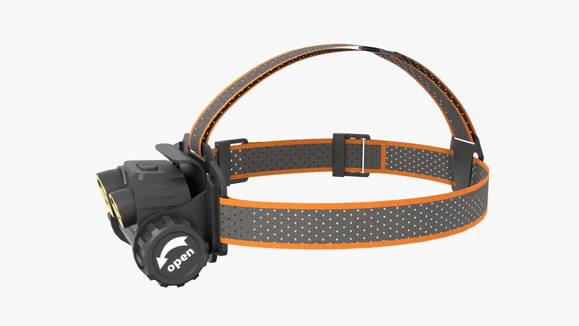 Headlamp with orange strap Low-poly 3D model_2