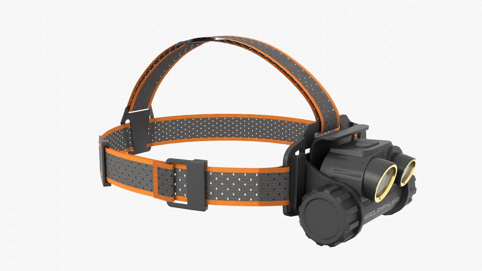 Headlamp with orange strap Low-poly 3D model_10